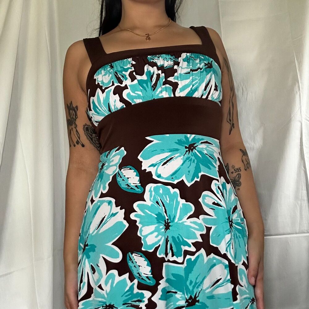 y2k floral dress with back tie